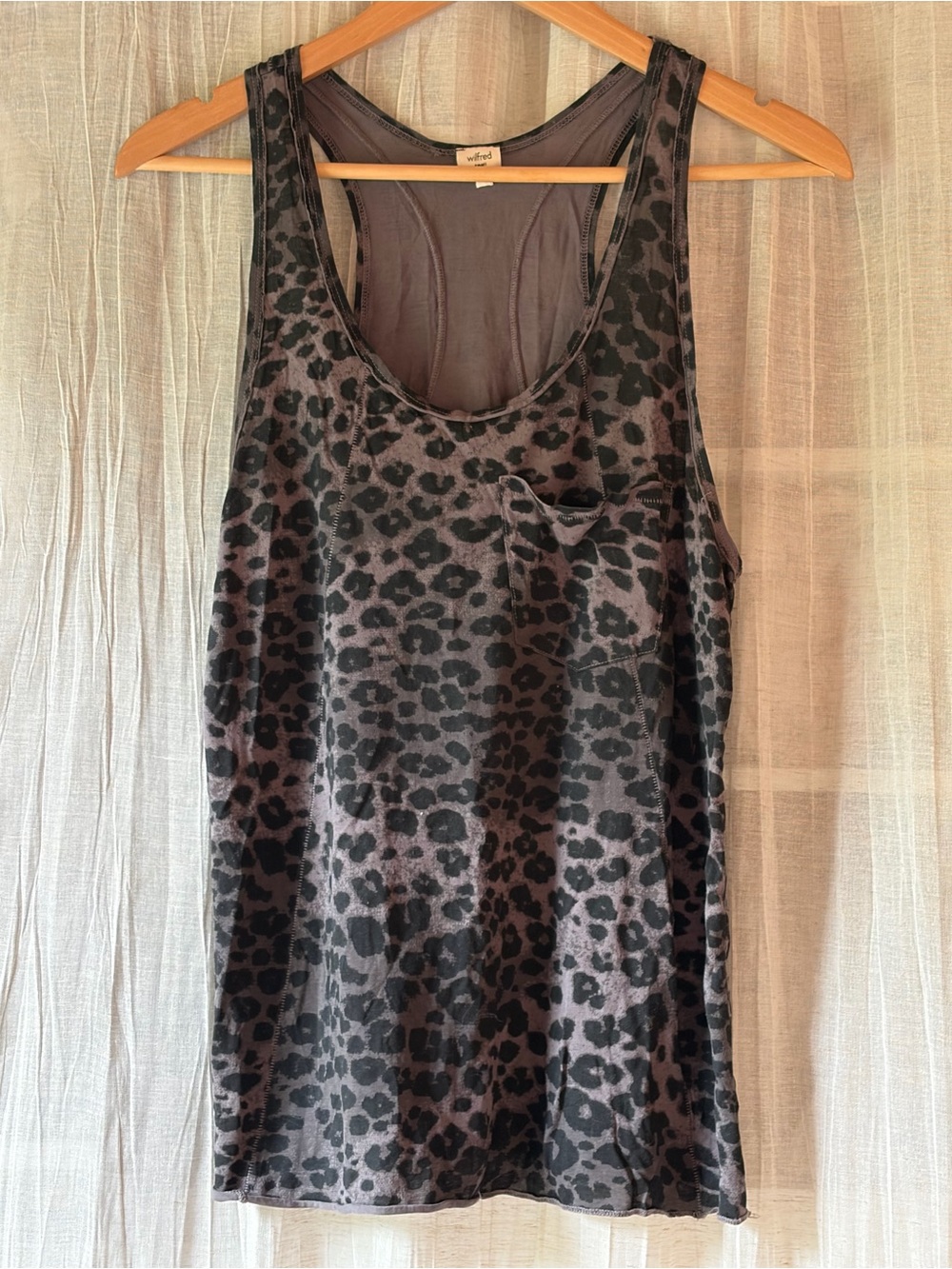 Wildfox Black and Gray Leopard Scoop Neck Tank